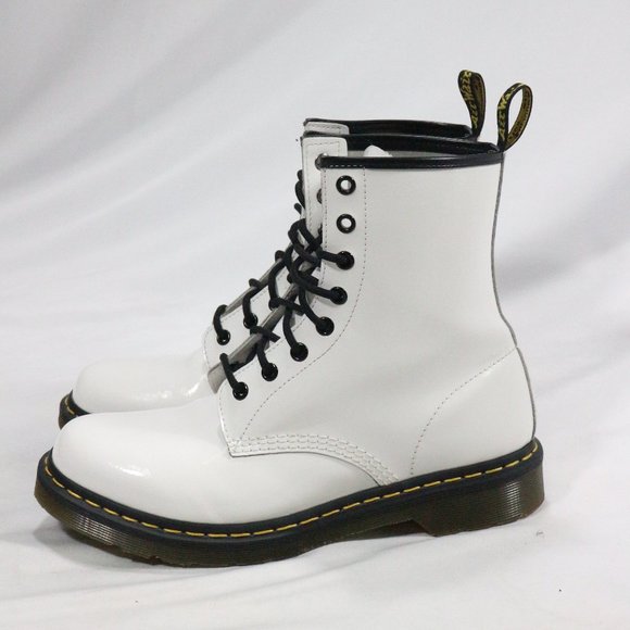 DR. MARTENS 1460 W White Patent Lamper Boots Sz 10 Wmns - Picture 2 of 8